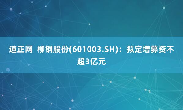 道正网  柳钢股份(601003.SH)：拟定增募资不超3亿元